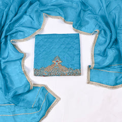 Silk Sky Blue Unstitched Suit
