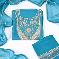 Organza Sky Blue Unstitched Suit
