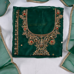 Glass Shimmer Green Unstitched Suit