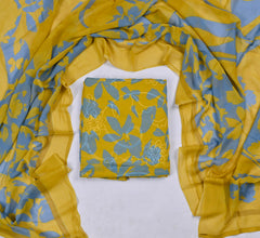Georgette Yellow Unstitched Suit