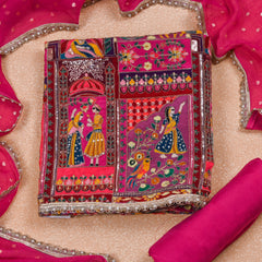 Crepe Pink Unstitched Suit