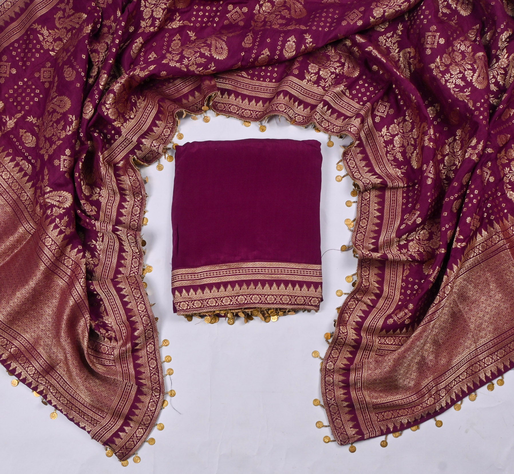 Crepe Maroon Unstitched Suit