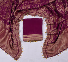 Crepe Maroon Unstitched Suit