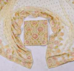 Banarasi Beige Unstitched Suit