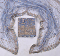 Glass Shimmer Powder Blue Unstitched Suit