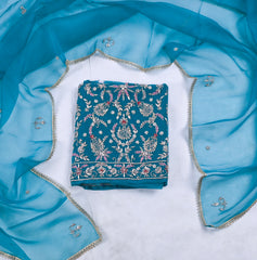 Glass Teal Blue Unstitched Suit