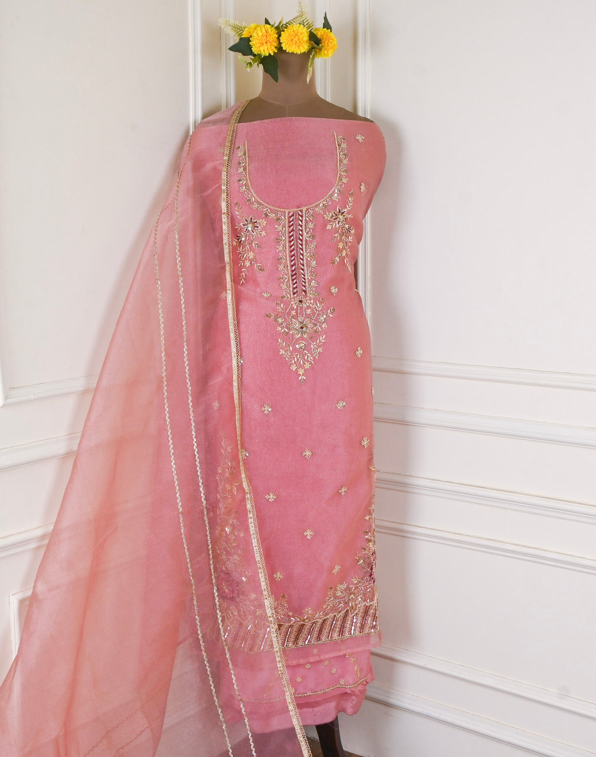 Crush Peach Unstitched Suit