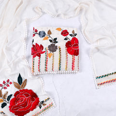 Mul Chanderi White Unstitched Suit