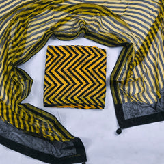 Crepe Yellow Unstitched Suit