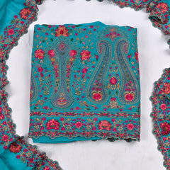 Crepe Sky blue Unstitched Suit