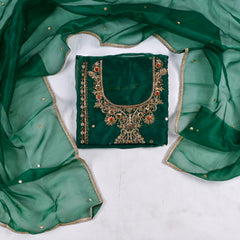 Glass Shimmer Green Unstitched Suit
