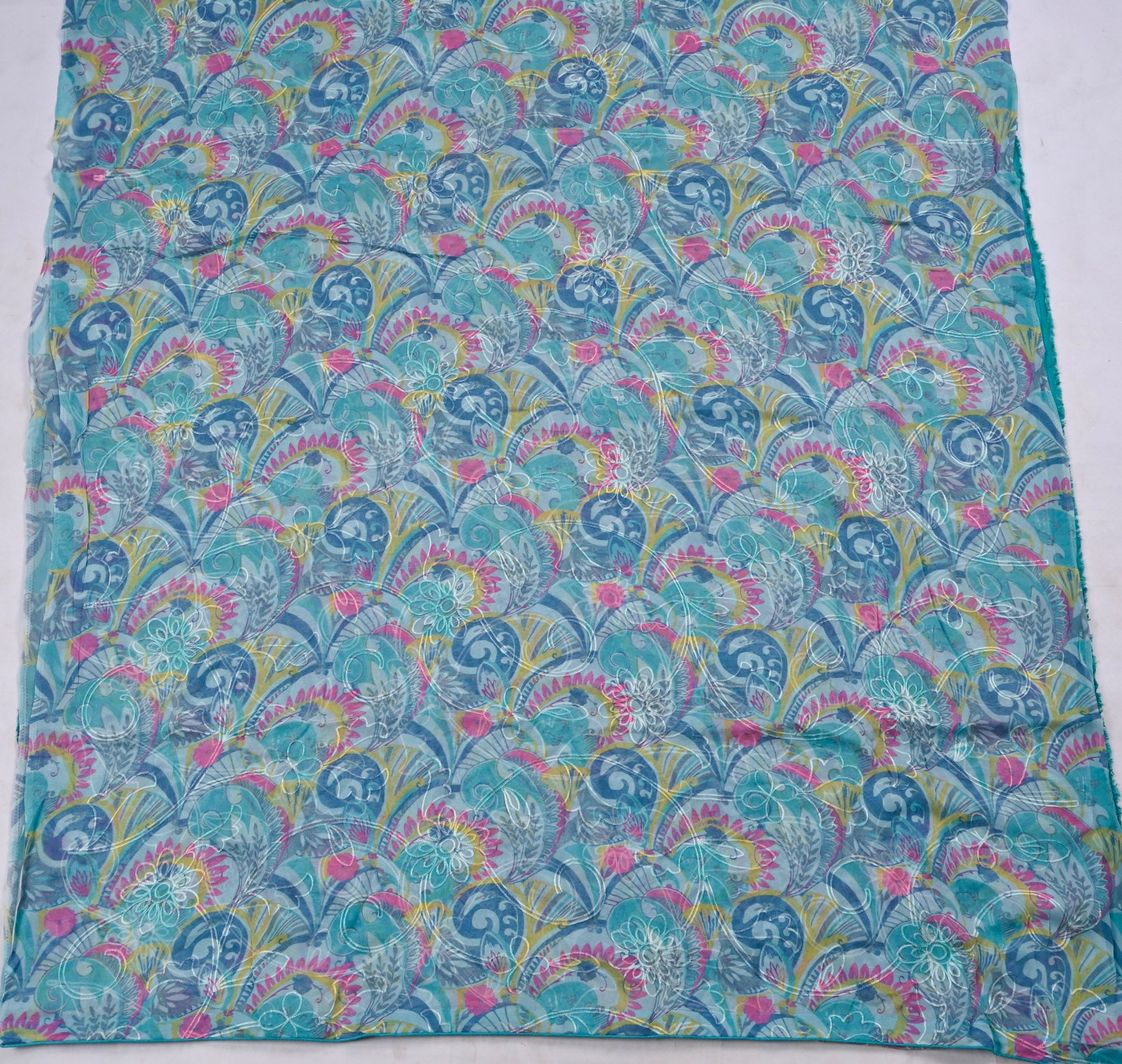 Georgette Sky Blue Unstitched Suit