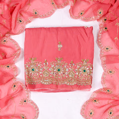 Organza Baby Pink Unstitched Suit