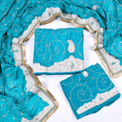 Crepe Ferozi Peplum Lehenga Suit