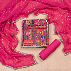 Crepe Pink Unstitched Suit