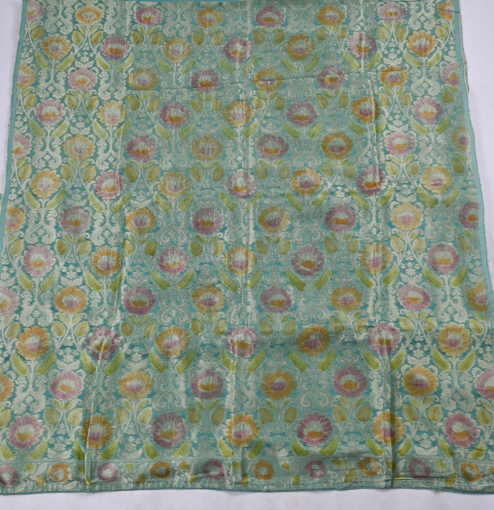 Banarasi Steel Blue Unstitched Suit