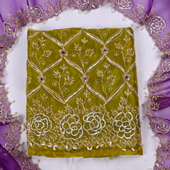 Glass Organza Mehandi Unstitched Suit