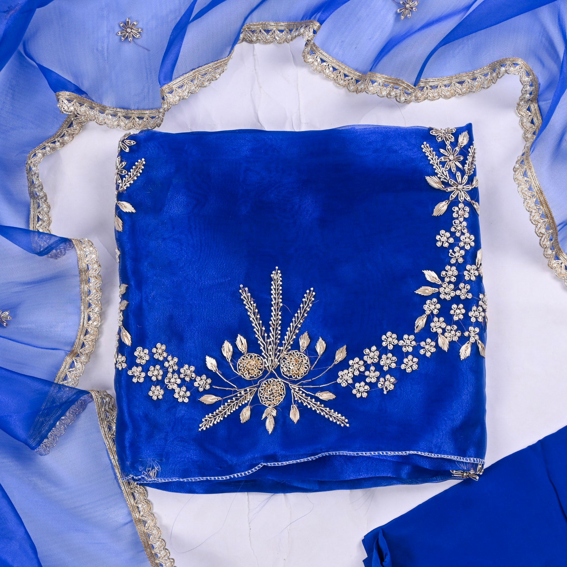 Blue Glass Shimmer Unstitched Suit