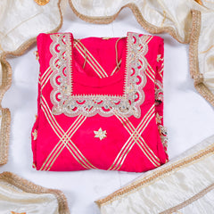 Crepe Magenta Stitched Lehenga Suit