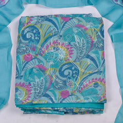 Georgette Sky Blue Unstitched Suit