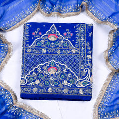 Khadi Blue Unstitched Suit