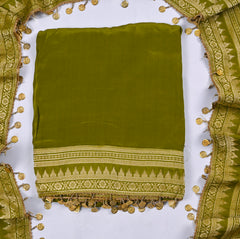 Crepe Green Unstitched Suit