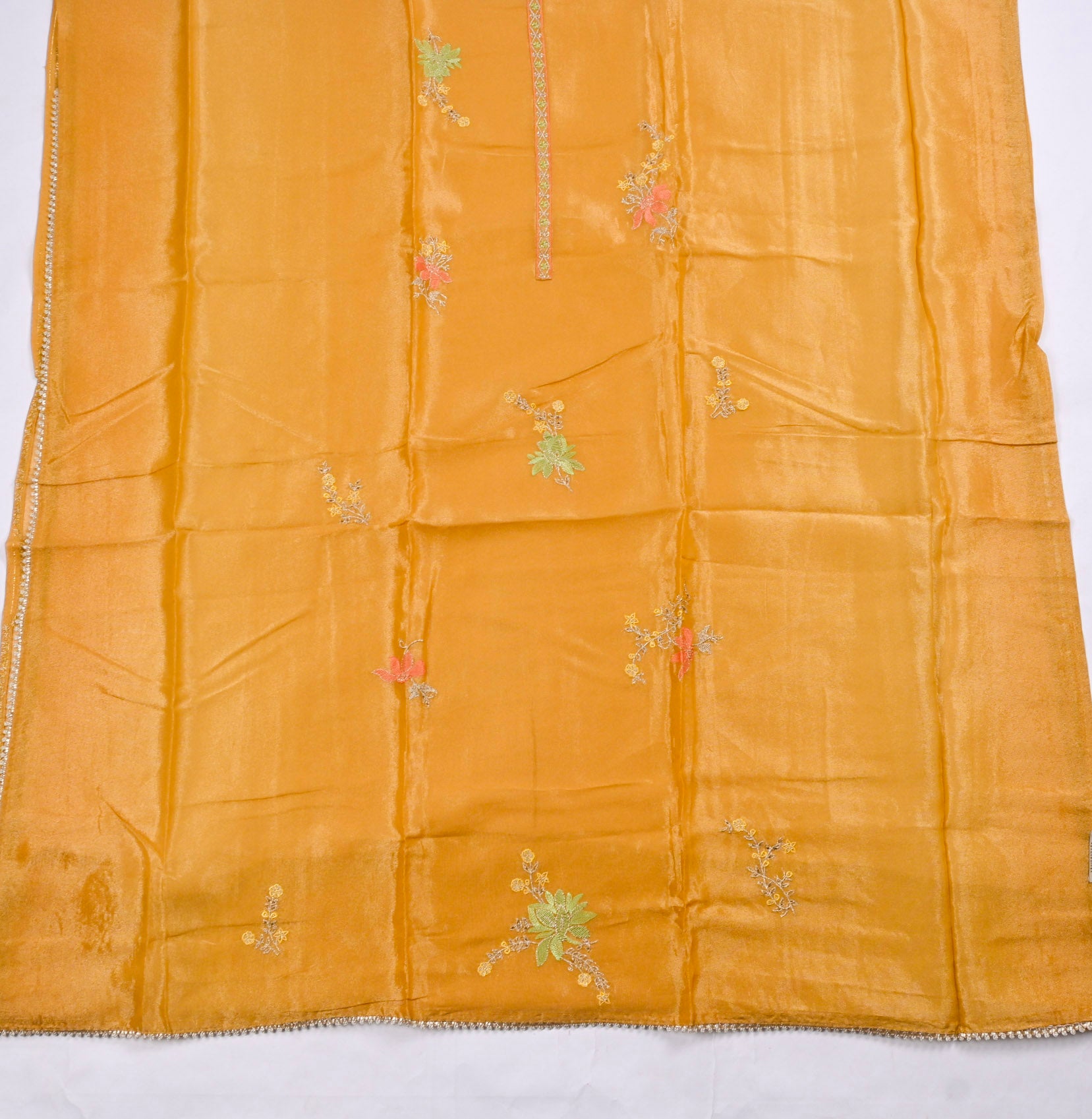 Shimmer Yellow Mustard Unstitched Suit