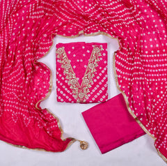 Muslin Pink Unstitched Suit