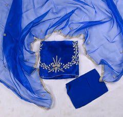 Blue Glass Shimmer Unstitched Suit