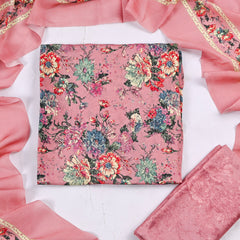 Muslin Peach Unstitched Suit