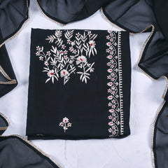Organza Black Unstitched Suit