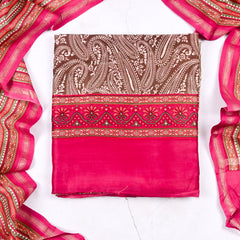 Maheshwari Cotton Pink Unstitched Suit