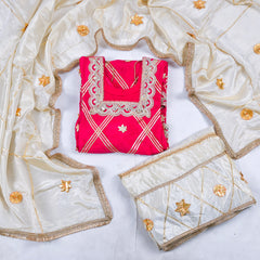 Crepe Magenta Stitched Lehenga Suit