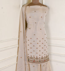 Tissue Ivory Unstitched Lehenga Suit