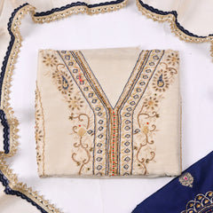 Shimmer Navy Blue Unstitched Suit