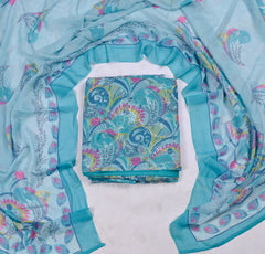 Georgette Sky Blue Unstitched Suit