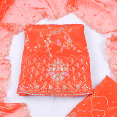 Crepe Orange Peplum Lehenga Suit
