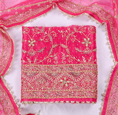 Glass Shimmer Pink Unstitched Suit
