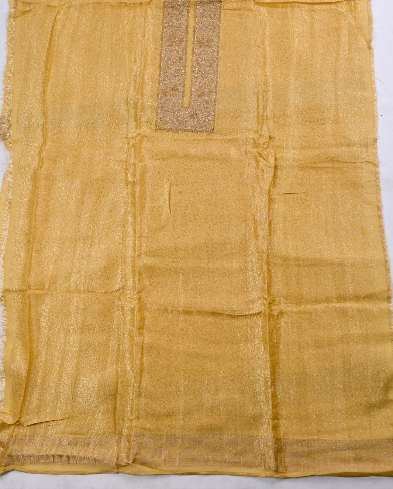 Banarasi Silk Yellow Unstitched Suit