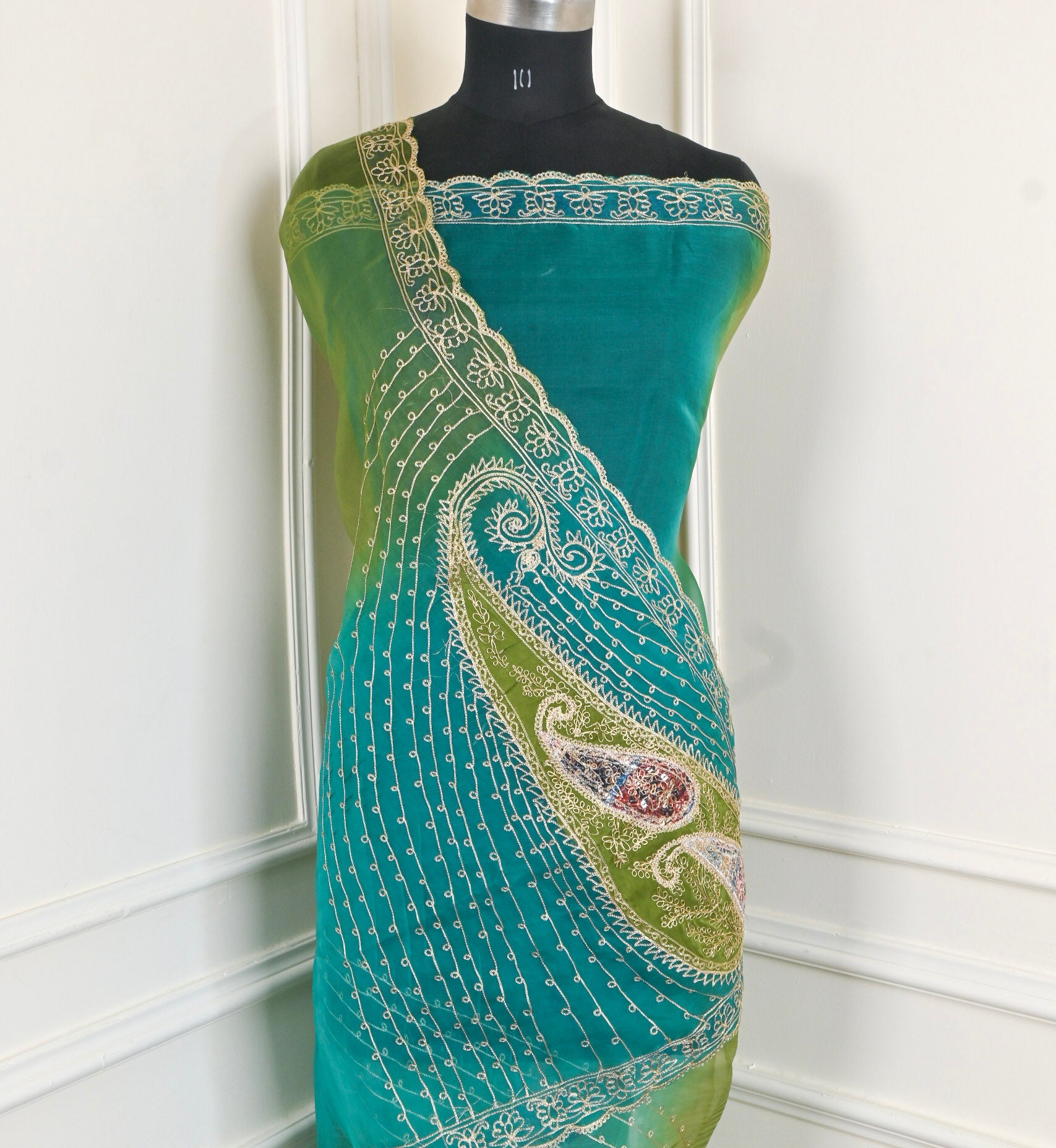 Raw Silk Parrot Unstitched Suit