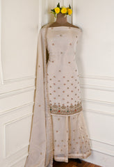Tissue Ivory Unstitched Lehenga Suit