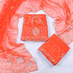 Crepe Orange Peplum Lehenga Suit