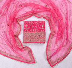 Glass Shimmer Pink Unstitched Suit