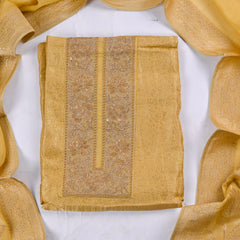 Banarasi Silk Yellow Unstitched Suit