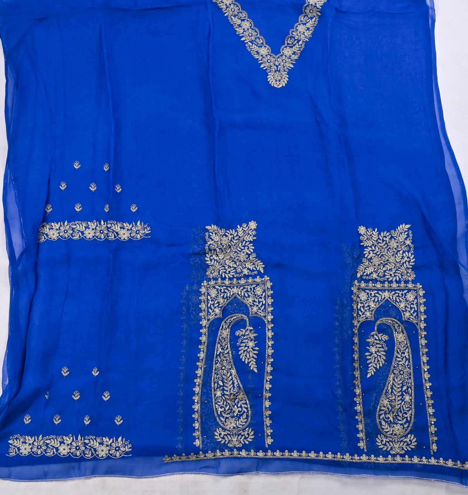Organza Blue Unstitched Suit