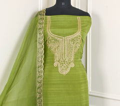 Raw Silk Parrot Unstitched Suit