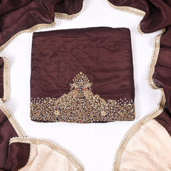 Silk Brown Unstitched Suit