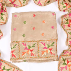 Crepe Beige Unstitched Suit