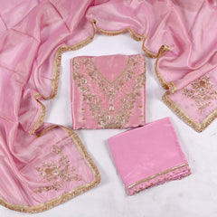 Giraffe Shimmer Pink Unstitched Suit
