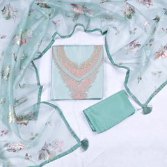 Glass Pista Green Unstitched Suit